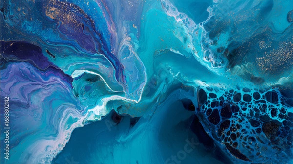 Fototapeta Beautiful abstract background. Сolor mixed acrylic paints. Abstract ocean- ART. Natural Luxury. Stones like marble contain all the history and secrets of the Earth.