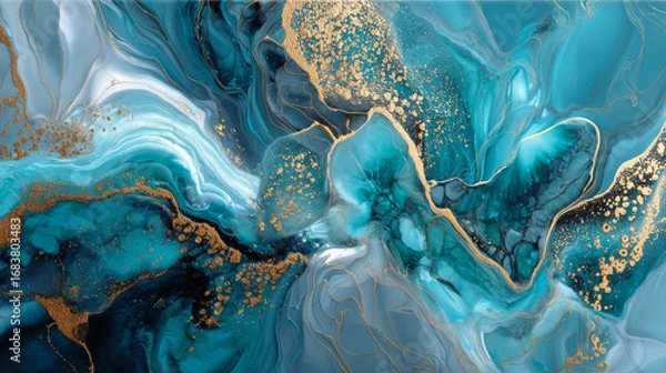 Fototapeta Liquid acrylic paints. Beautiful abstract background. Beautiful acrylic paints. Abstract ocean- ART.  Marble texture.