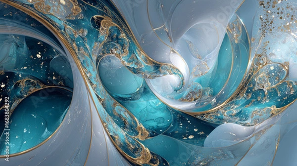 Fototapeta Beautiful abstract background. Abstract ocean- ART.  Marble texture. Fractal art. 3D Render.