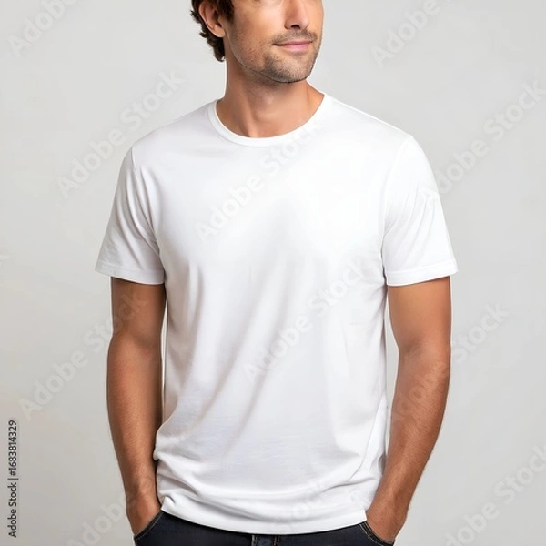 Obraz Casual Cotton Tee Template on Man