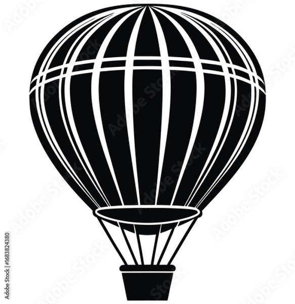 Fototapeta A colorful hot air balloon vector illustration with a basket flying in the sky