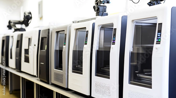 Fototapeta Row of Advanced 3D Printing Machines in Operation