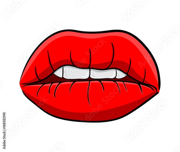 Fototapeta lips with teeth cartoon vector symbol icon design. Beautiful illustration isolated on white background