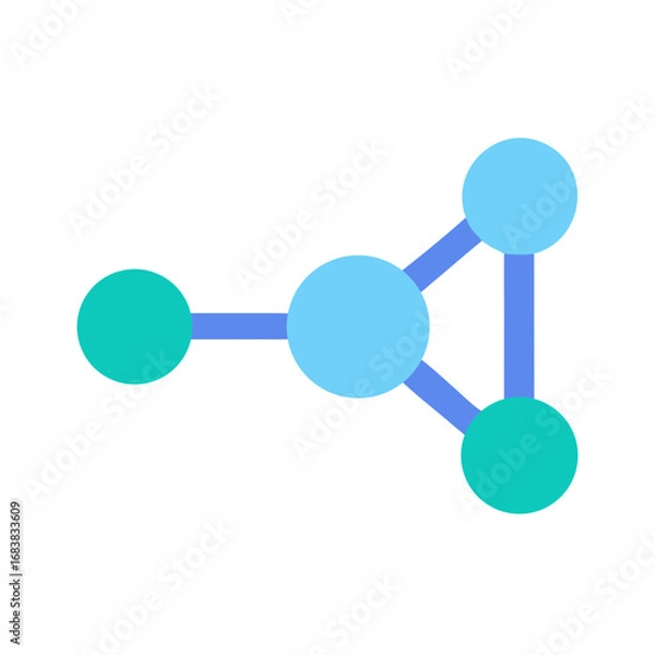Fototapeta Network graph of linked nodes on dark background