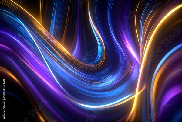 Obraz Abstract glowing wave lines with neon light effects