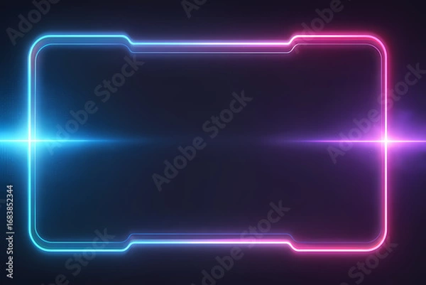 Obraz Glowing neon frame with vibrant light effects on dark background