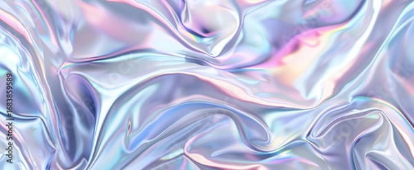Fototapeta Holographic Iridescent Wrinkled Fabric Abstract Background