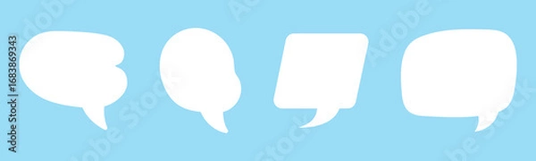 Fototapeta Black speech bubbles collection, comic dialogue shapes, blank talk clouds, chat message icons, vector illustration, communication symbols, text box design, dialog balloon set