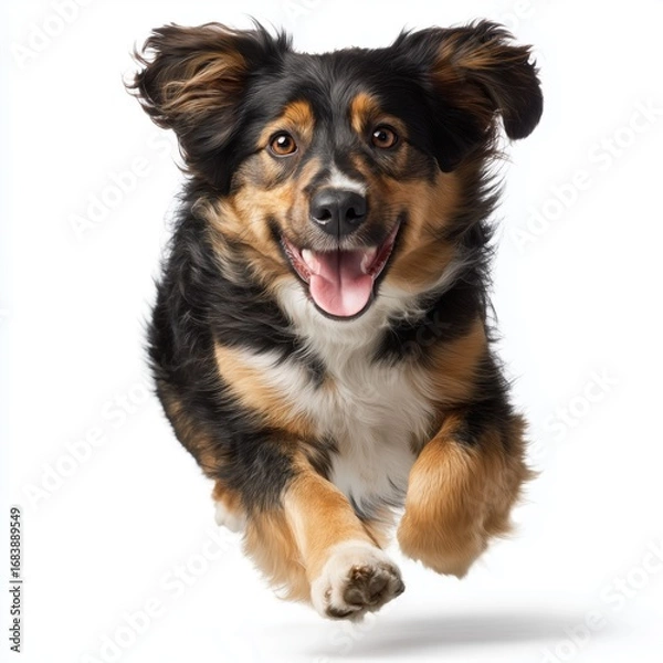 Fototapeta Joyful Dog in Mid-Air Leap , PNG isolated cut out image