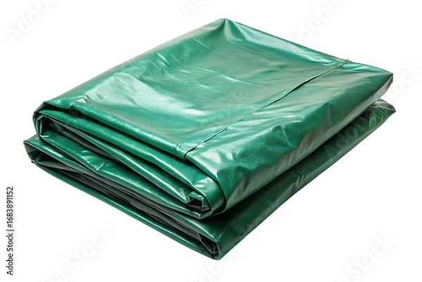 Fototapeta Folded Tarpaulin Sheet with Creases – Durable Protective Cover, Isolated on Transparent Background, AI Generated