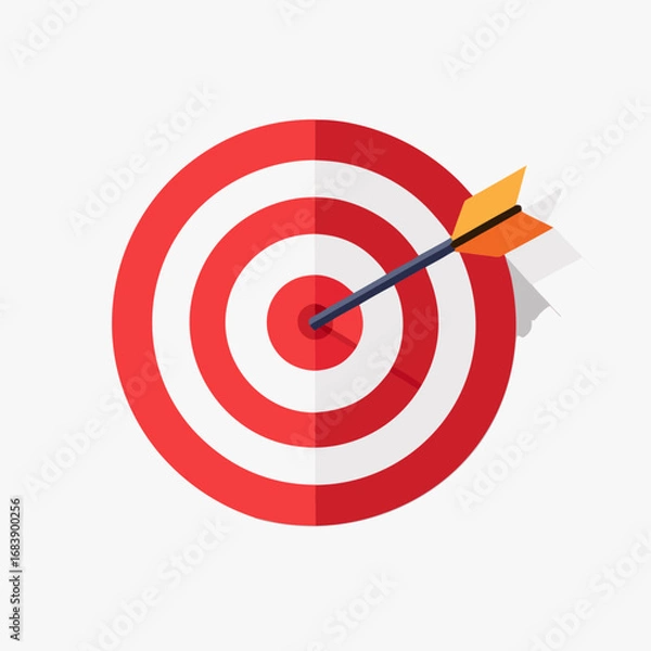 Fototapeta Flat design red and white target with arrow vector illustration scalable graphic