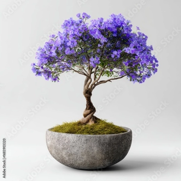 Obraz Purple Bonsai Tree in Stone Planter