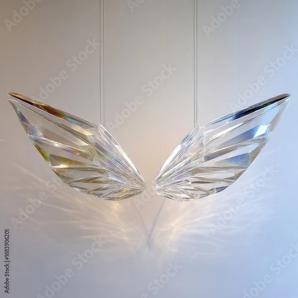 Obraz This hanging chandelier features a unique design with transparent crystal-like elements