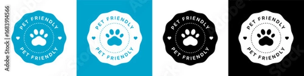 Fototapeta Pet friendly round vector badges set