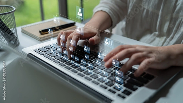 Fototapeta Corporate org chart and team structure show hierarchy, team, and structure for clear organization, management, and operational planning Latch