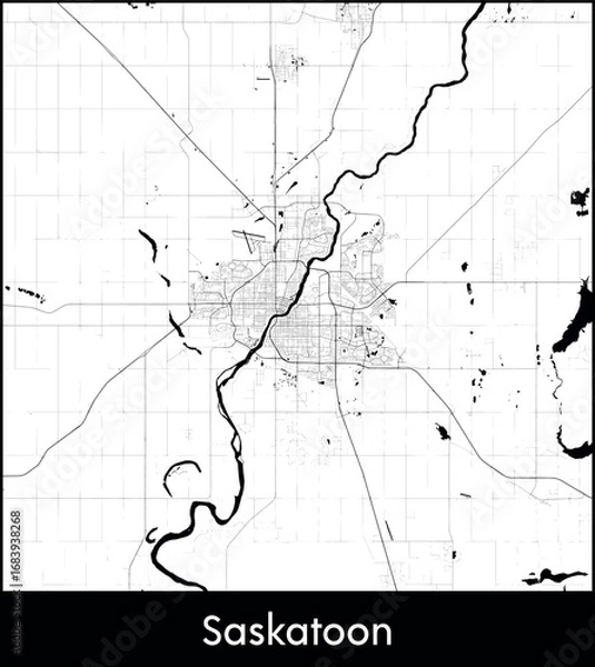 Obraz Saskatoon city map, Canada - Topographic vector map poster