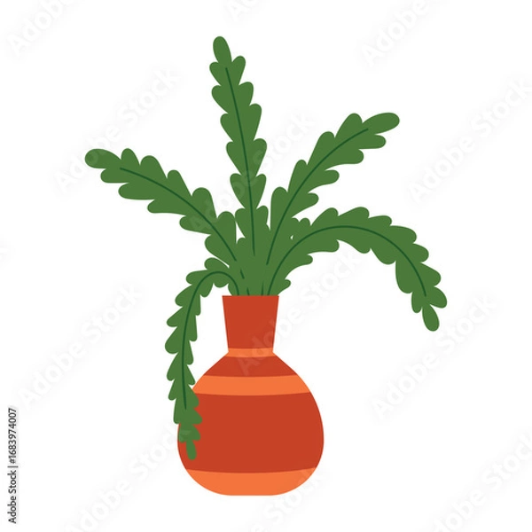 Obraz Decorative plant in orange striped vase Vector