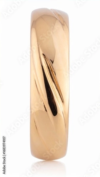 Fototapeta Close Up Gold Wedding Band with Twisted Design on White Background in Studio Lighting