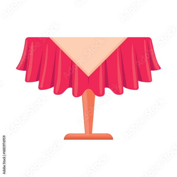 Fototapeta Round table with red draped tablecloth Vector