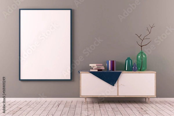 Fototapeta Creative scandinavian room with poster