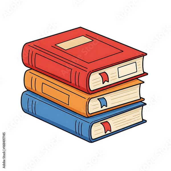 Obraz A stack of three colorful hardcover books on a black background