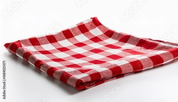 Obraz red checkered tablecloth white background