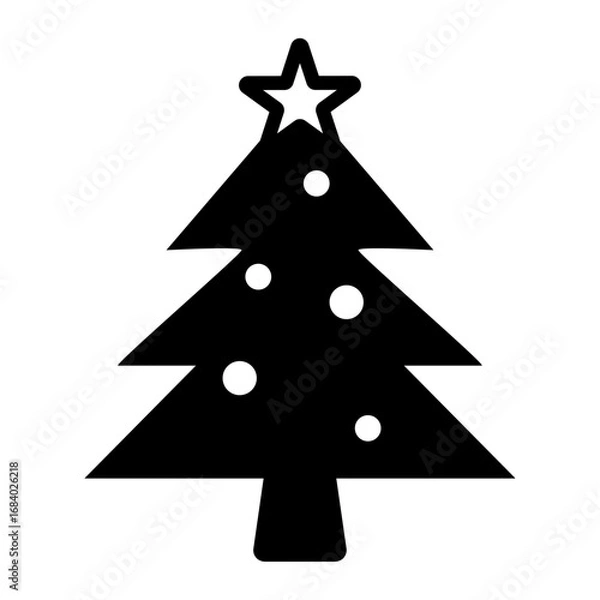 Fototapeta シンプルなシルエットのクリスマスツリーイラスト素材
