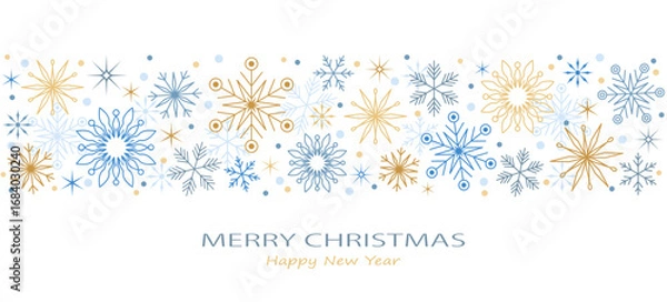 Fototapeta Winter background with snowflakes. Background template for New Year and Christmas posters, greetings, invitations. Design of holiday packaging, textiles and wrapping paper. Seamless pattern. Isolated