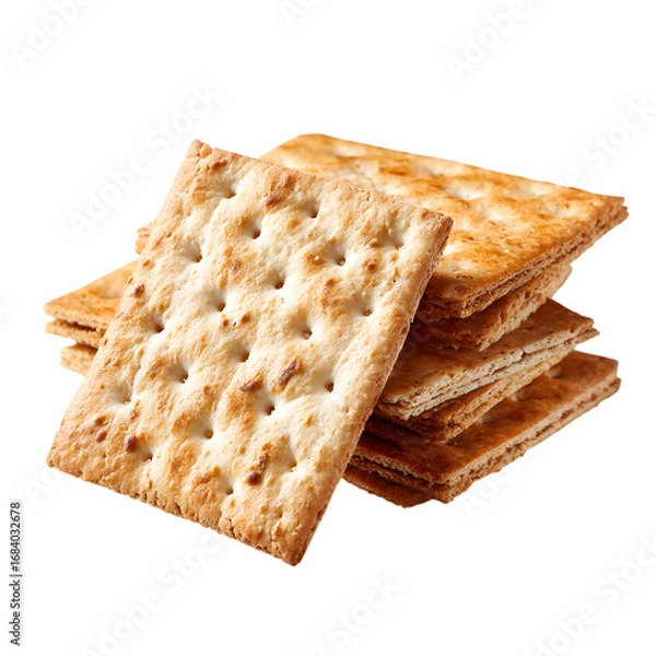 Fototapeta Crispy Crackers A CloseUp of Delicious Wheat Crackers isolated on transparent background
