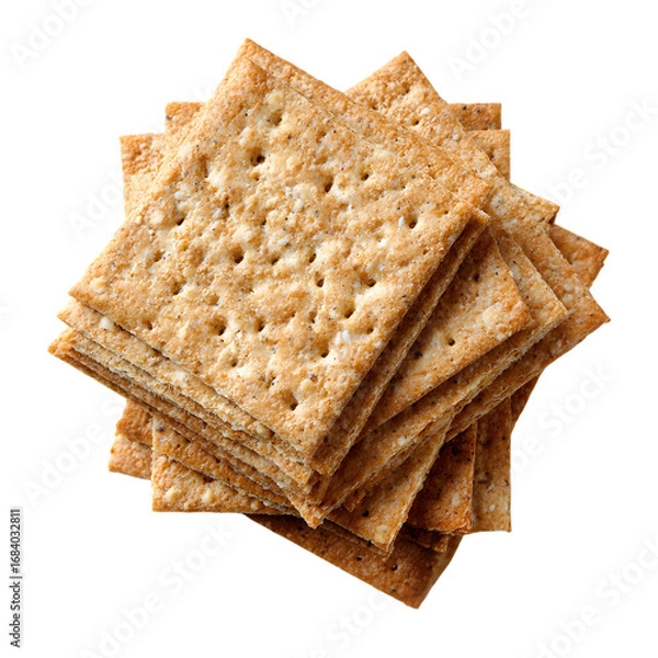Fototapeta Crispy Wheat Crackers A CloseUp View of Delicious Stacked Snacks isolated on transparent background