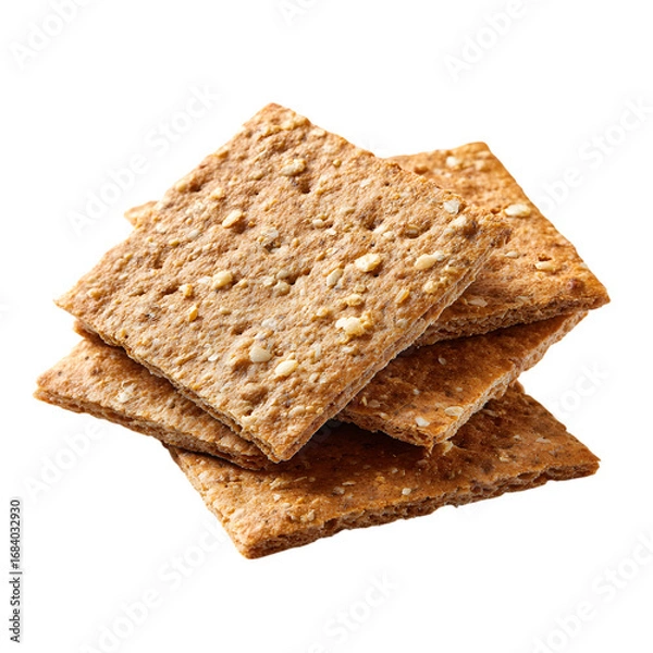 Fototapeta Crispy Rye Crackers Texture Taste  Nutritional Value isolated on transparent background
