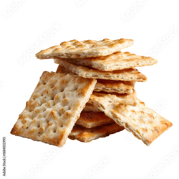 Fototapeta Crispy Saltine Crackers A CloseUp View of Delicious Buttery Snacks isolated on transparent background