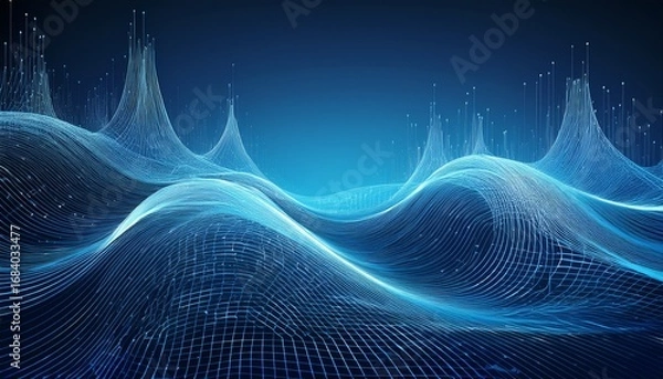 Obraz digital waves intersect tech network abstract lines blue background subtle visual