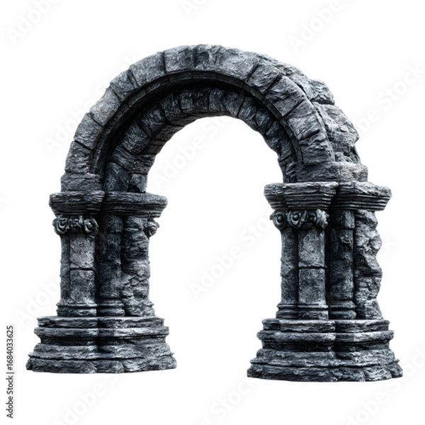 Fototapeta Ancient Stone Archway A Gateway to History isolated on transparent background