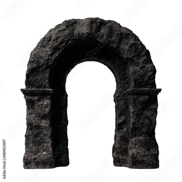 Fototapeta Ancient Stone Archway Architectural Detail Ruined Structure Gothic Arch Dark Background isolated on transparent background