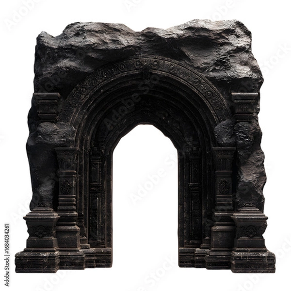 Fototapeta Ruined Archway Dark Gothic Arch Texture Background for Game Design  Fantasy Art isolated on transparent background