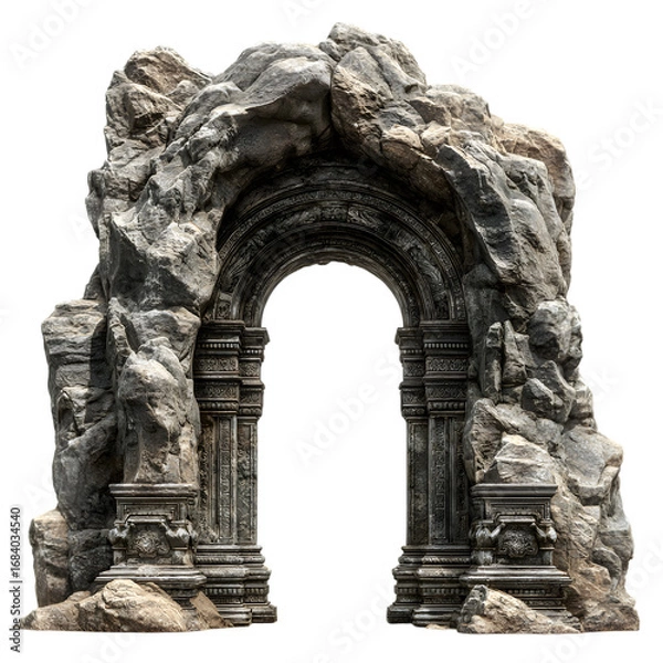 Fototapeta Ancient Stone Archway Ruined Gateway to Fantasy Worlds isolated on transparent background