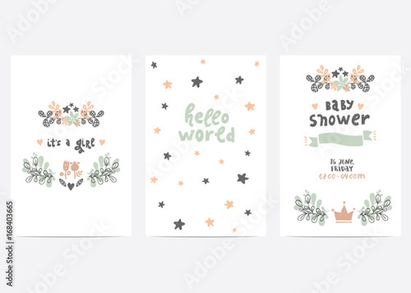 Obraz baby shower vector card template