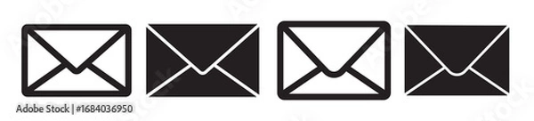 Fototapeta Envelope icon set. newsletter web buttons. close email letter outline vector symbol. flat thin e-mail pictogram on white background. send mail