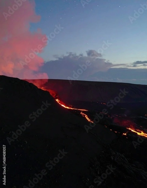 Fototapeta Lava flow at twilight
