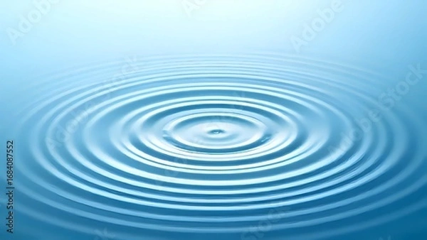 Obraz Tranquil Circles: Perfectly Symmetrical Water Ripples in Soft Blue