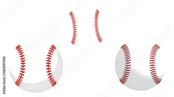 Obraz 白背景に野球ボールのデザインイラスト