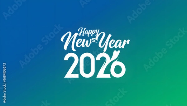 Fototapeta Gradient background with 2026 new year celebration text for festive season and greeting