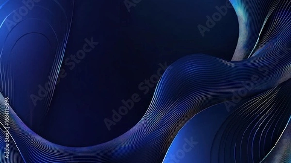Obraz Abstract design with flowing lines in deep blue tones.