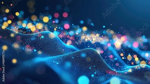 Obraz Abstract digital wave design with colorful lights.