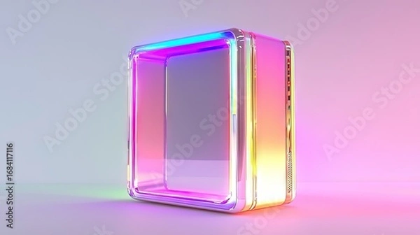 Obraz Colorful glowing cube display design.