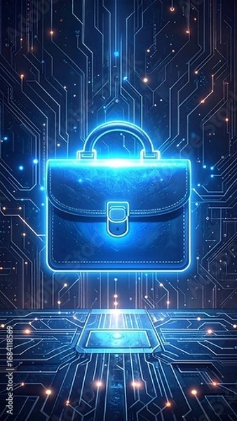 Obraz Digital briefcase on circuit board