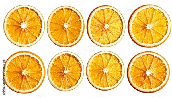 Fototapeta Dehydrated orange slices arranged in a grid