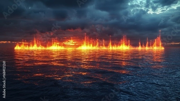 Obraz Fiery formations on a stormy sea.