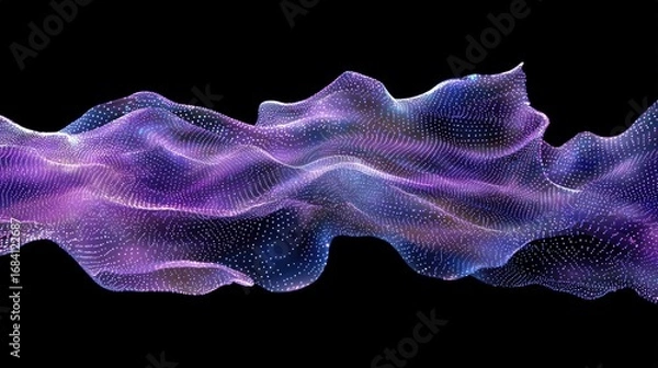 Obraz Abstract, dynamic design of flowing, dotted lines in shades of purple and blue.